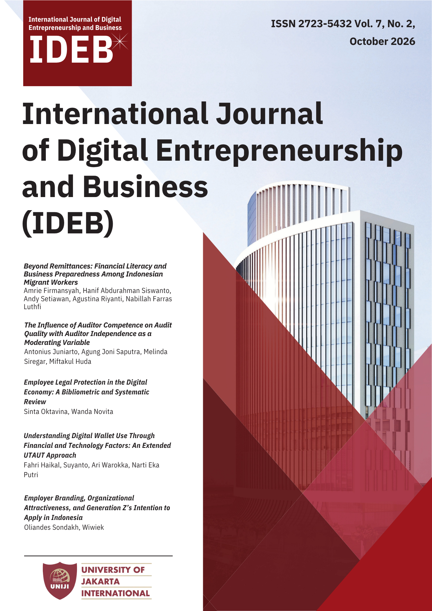 					View Vol. 7 No. 2 (2026): International Journal of Digital Entrepreneurship and Business (IDEB)
				